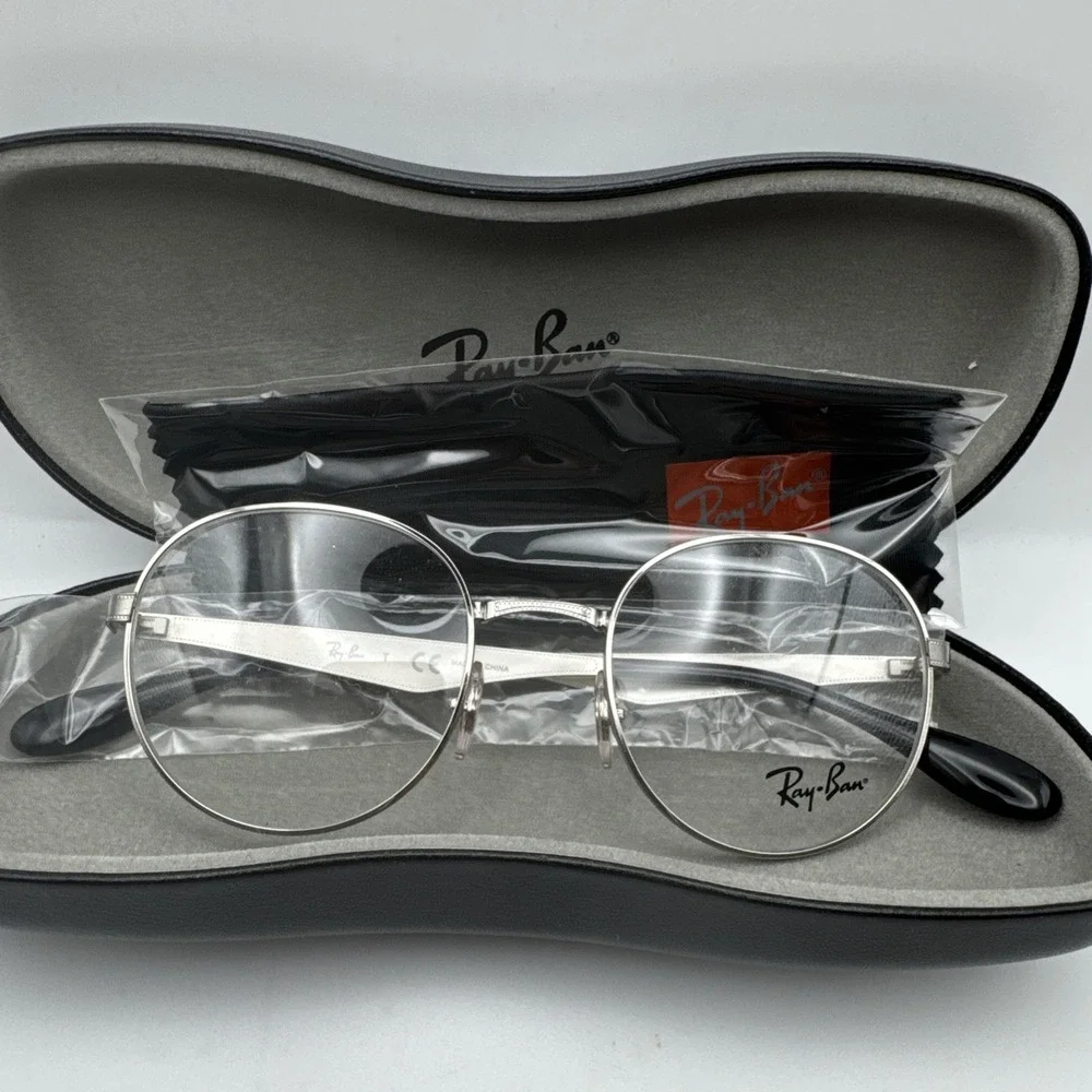 New Ray-Ban Frames Silver Round Titanium Unisex Eyeglasses rb6343 2595 47 19 140